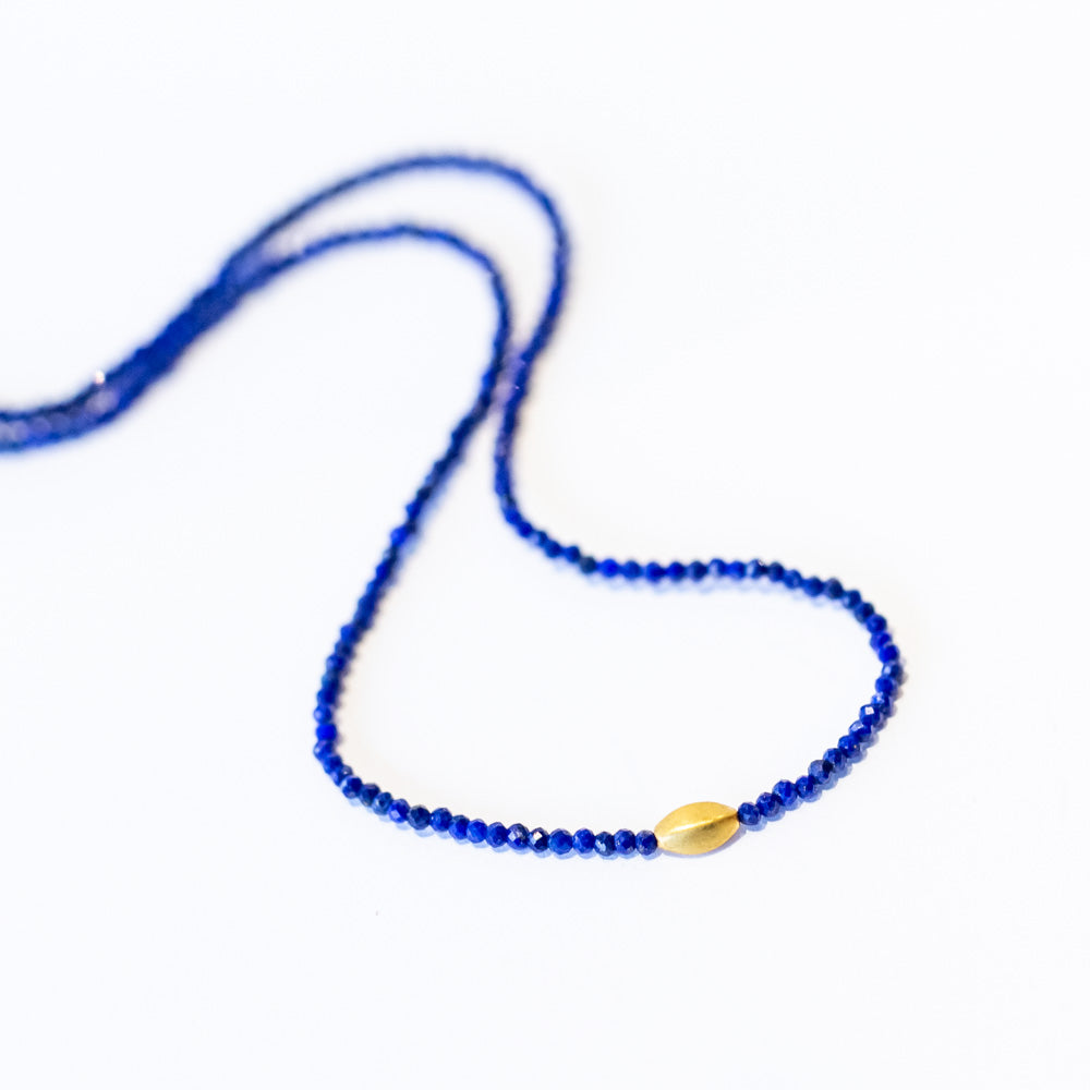 Lapis Beaded Necklace with Gold Bead