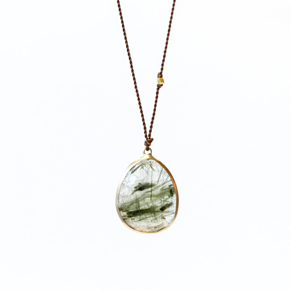 Large Green Tourmalinated Quartz Necklace