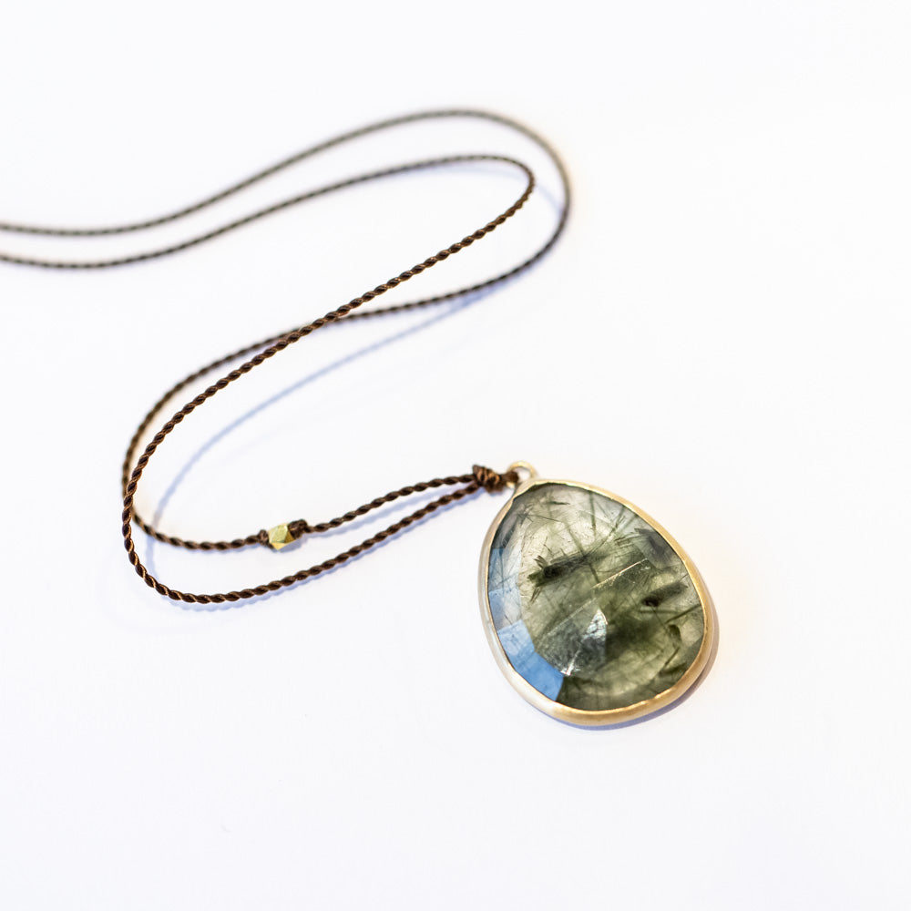 Large Green Tourmalinated Quartz Necklace
