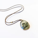 Large Green Tourmalinated Quartz Necklace