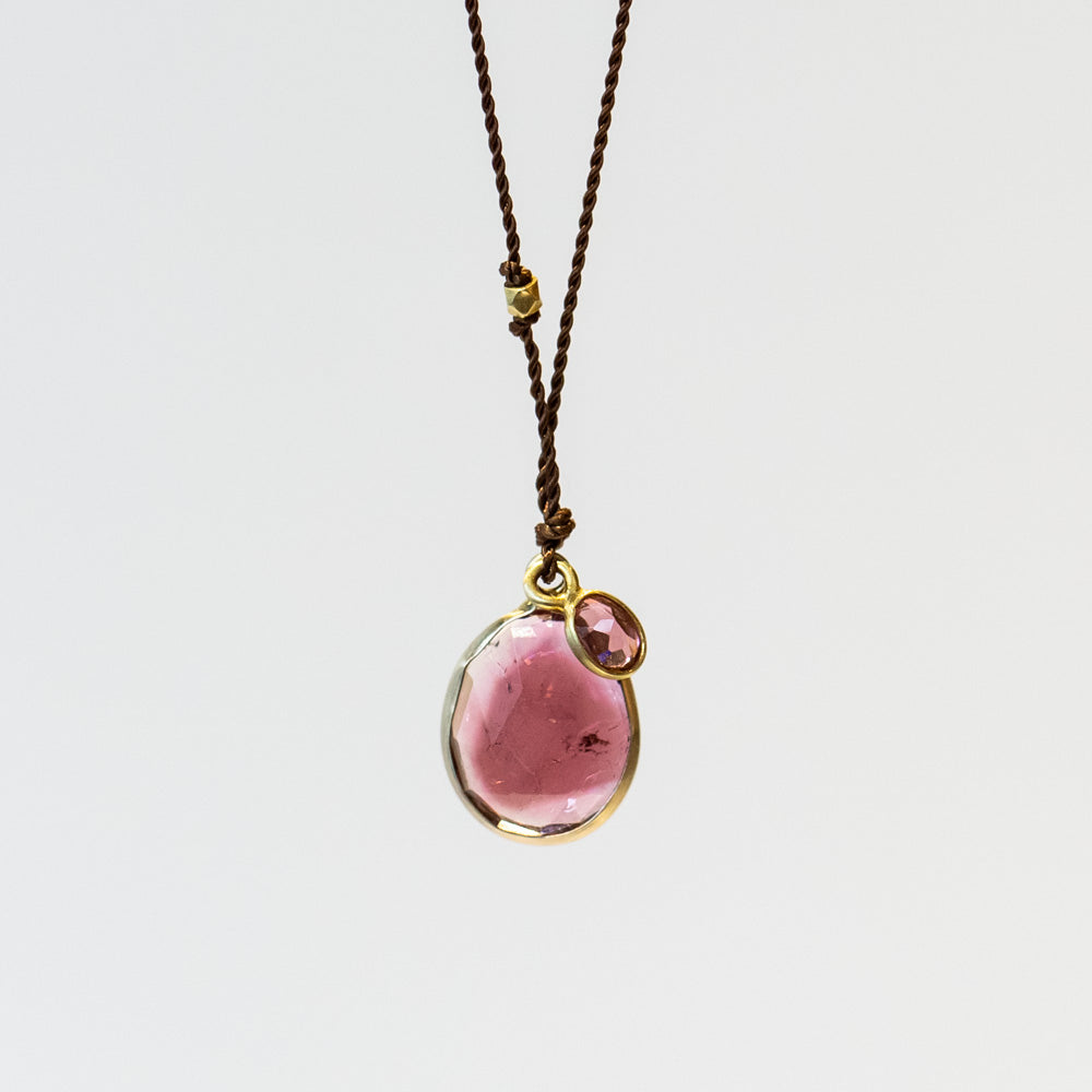 Pink Tourmaline Necklace with Pink Tourmaline Dangle