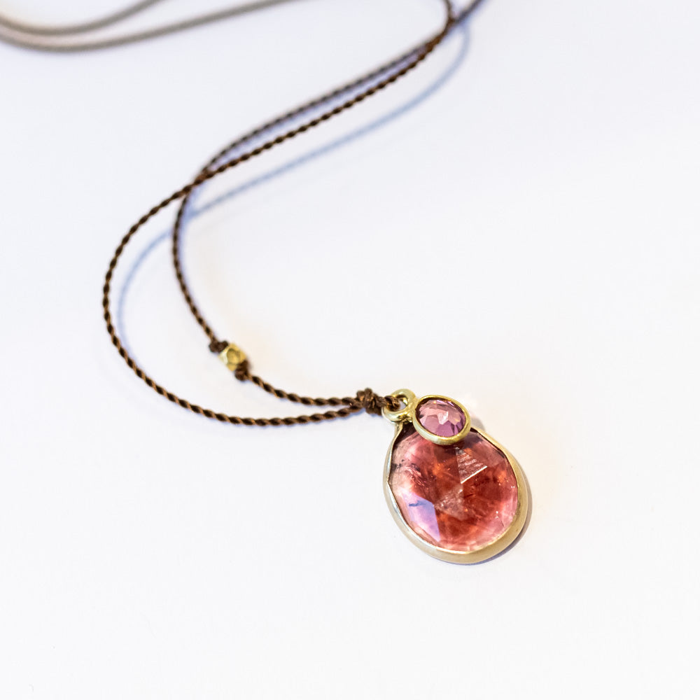 Pink Tourmaline Necklace with Pink Tourmaline Dangle