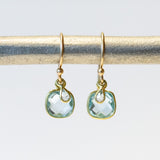 Small Light Blue Topaz Drop Earrings with Diamond Dangle