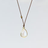 Smooth Teardrop Rainbow Moonstone Necklace