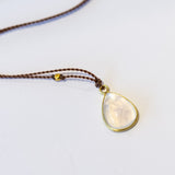 Smooth Teardrop Rainbow Moonstone Necklace
