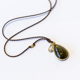 Teardrop Dark Green Tourmaline Necklace with Diamond Dangle
