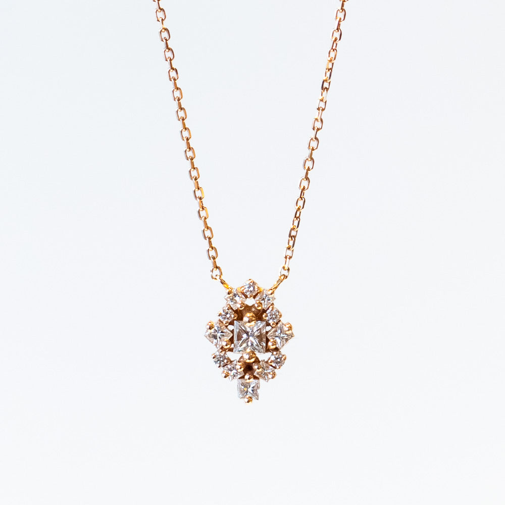Suzanne Kalan | 18k Princess Cut Diamond Cluster Necklace