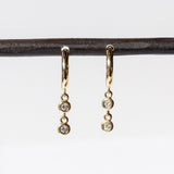 Double Diamond Raindrop Huggie Hoop Earrings