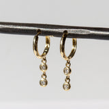 Double Diamond Raindrop Huggie Hoop Earrings