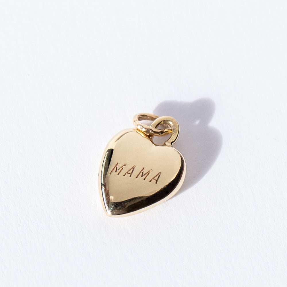 Small Gold Heart Mama Charm