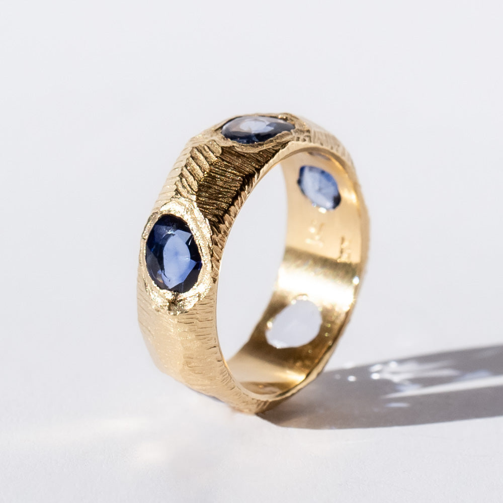 Five Stone Blue Sapphire Band