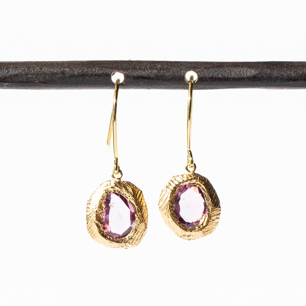 Freeform Purple Sapphire Drop Earrings