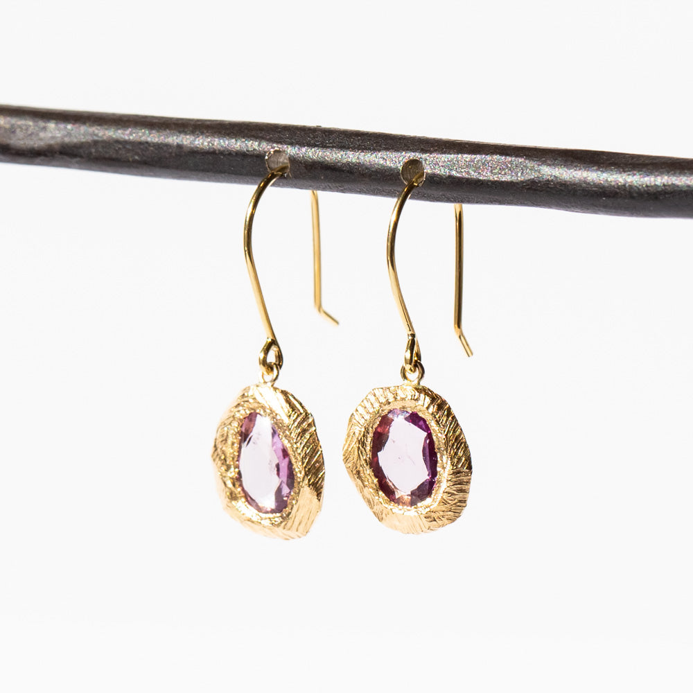 Freeform Purple Sapphire Drop Earrings