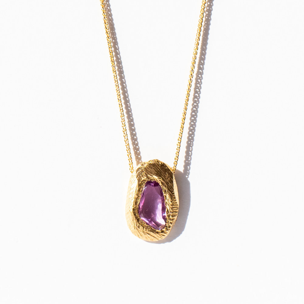 Freeform Purple Sapphire Slider Necklace
