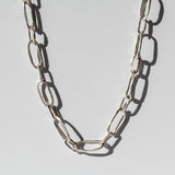 Hand Carved Large Oval Paperclip Chain Necklace