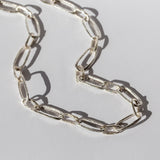 Hand Carved Large Oval Paperclip Chain Necklace