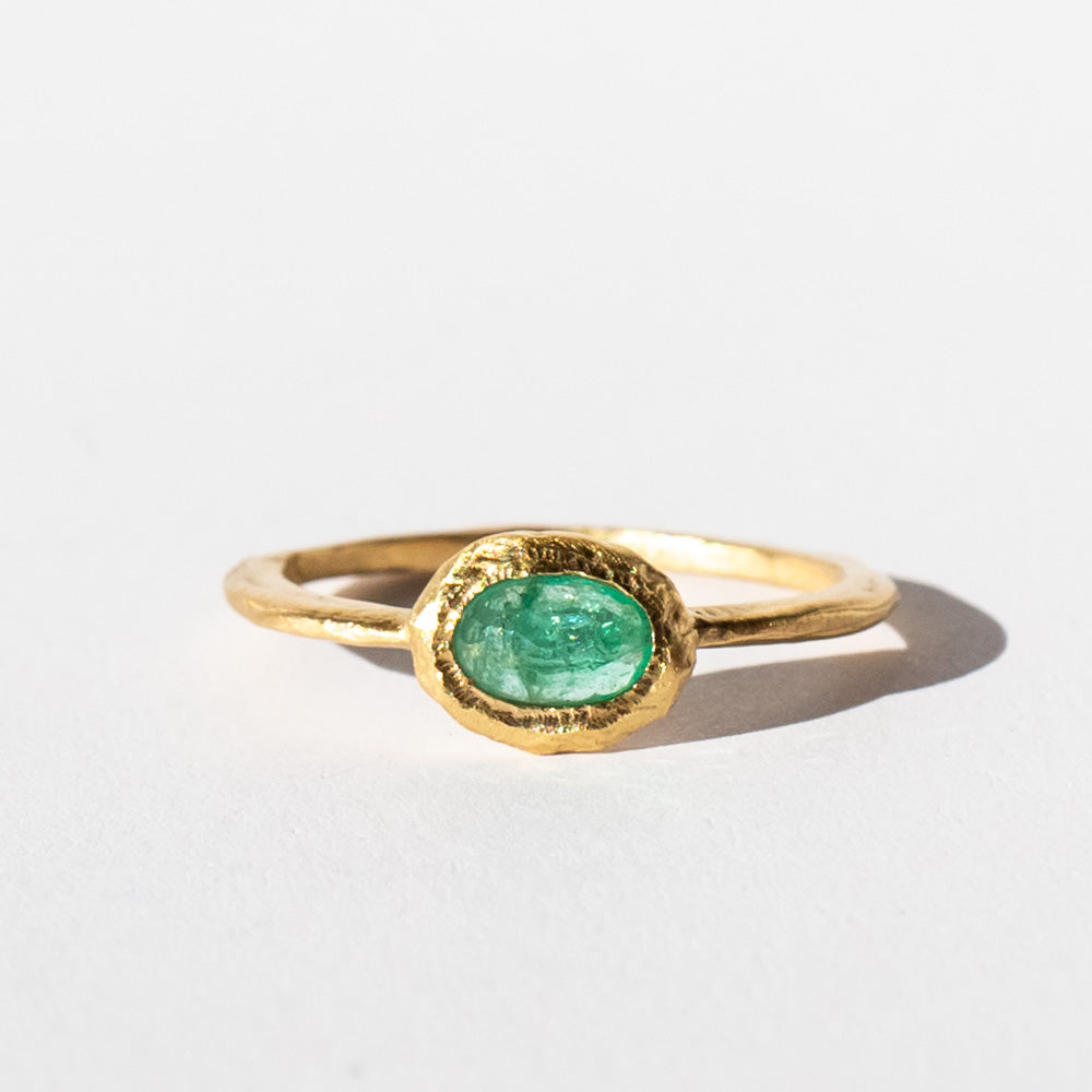 Emerald East West Ring