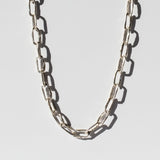 Hand Carved Small Oval Paperclip Chain Necklace