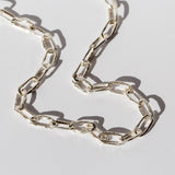 Hand Carved Small Oval Paperclip Chain Necklace