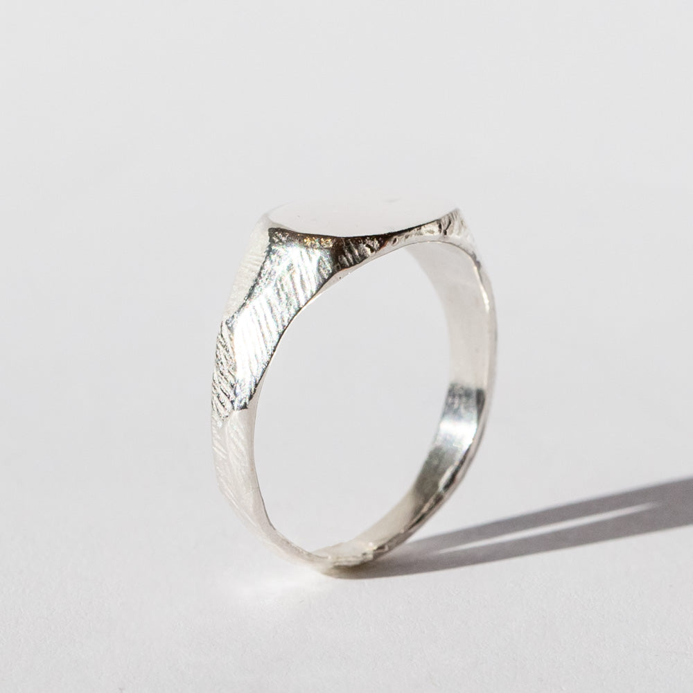 Petite Signet Ring in Carved Silver