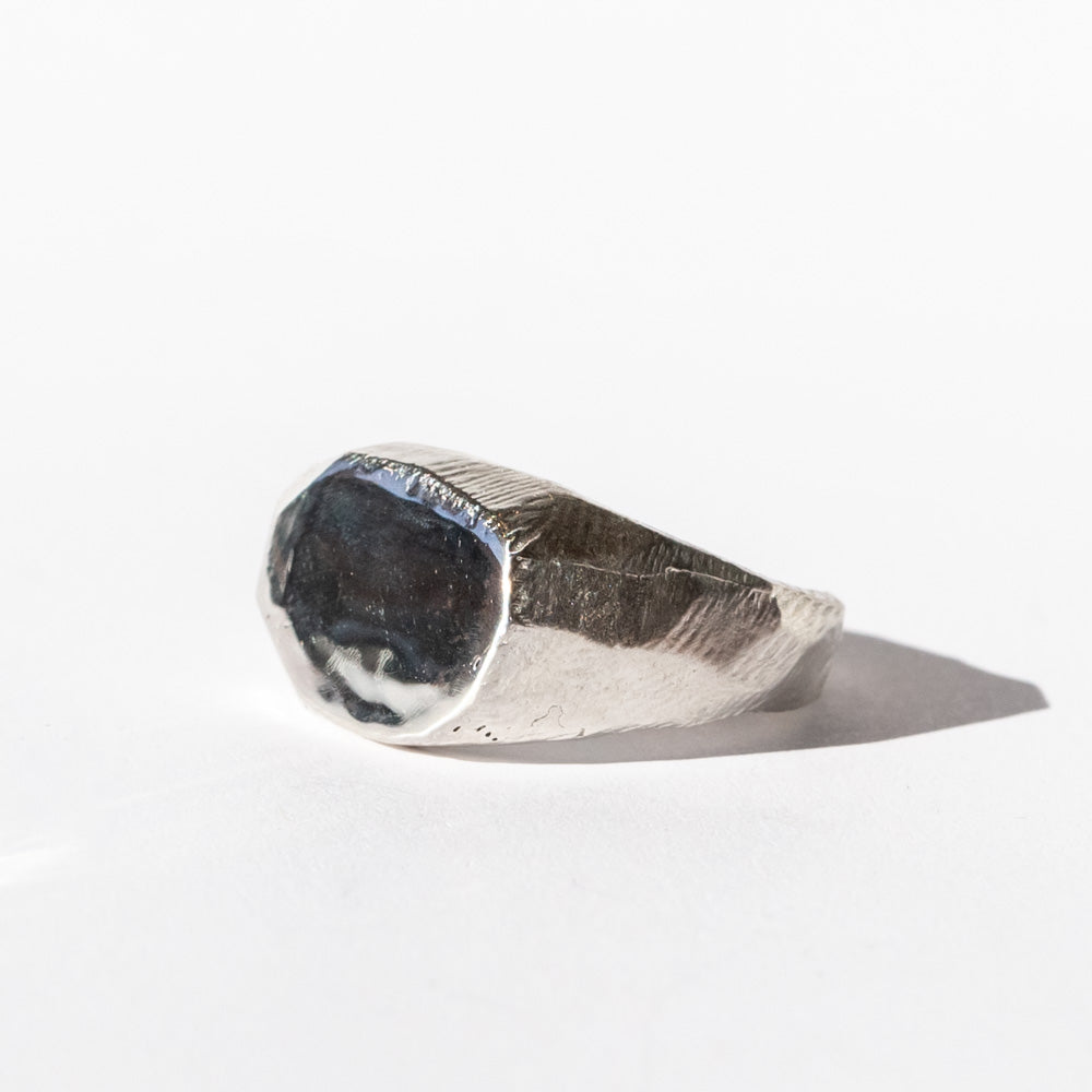 Wide Hand Carved Signet Ring