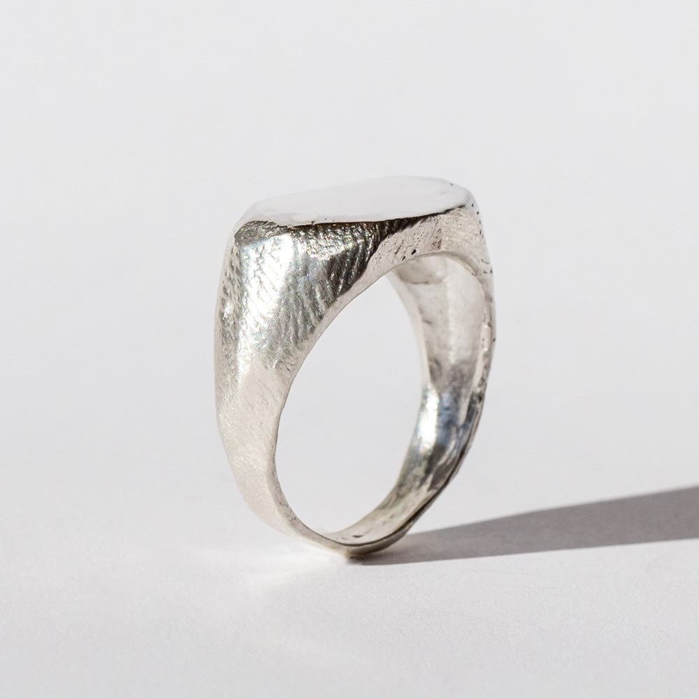 Wide Hand Carved Signet Ring