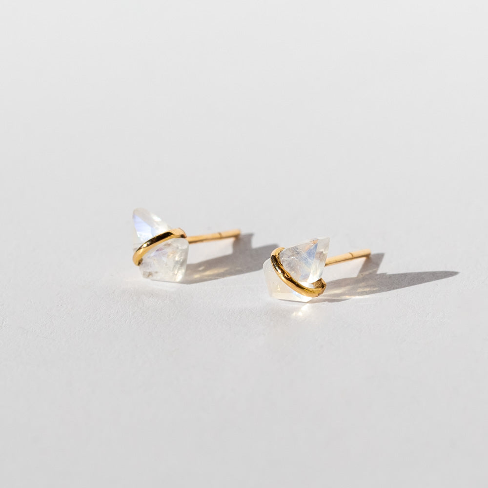 Moonstone Kite Stud Earrings, Teeny