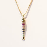 Kinetic Rainbow Gemstone Poisson Necklace