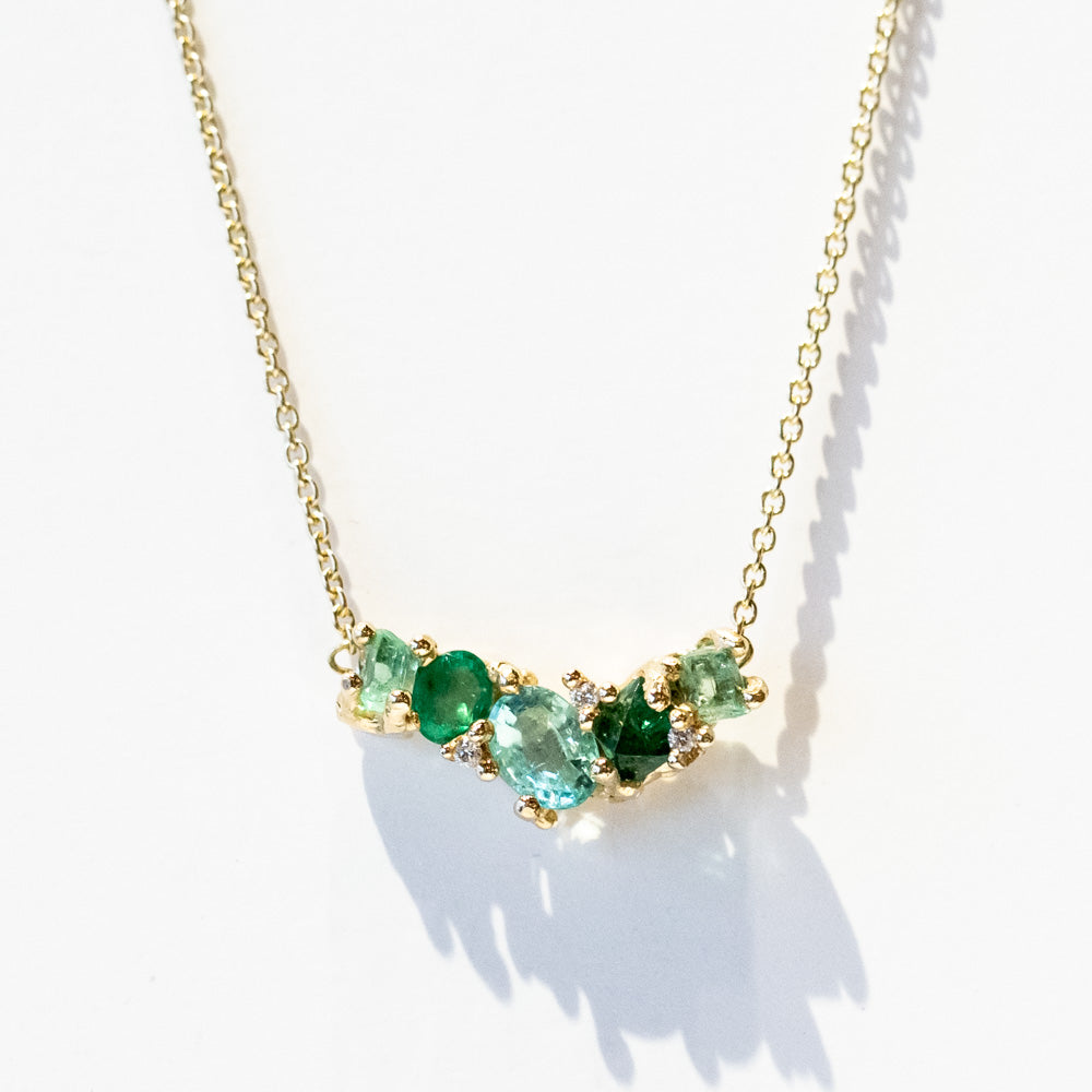 Ruth Tomlinson | Emerald Cluster Bar Necklace