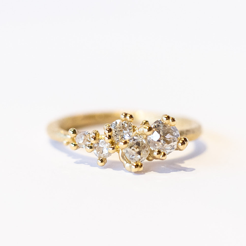 Ruth Tomlinson | Asymmetric Tapering Antique Diamond Cluster Ring