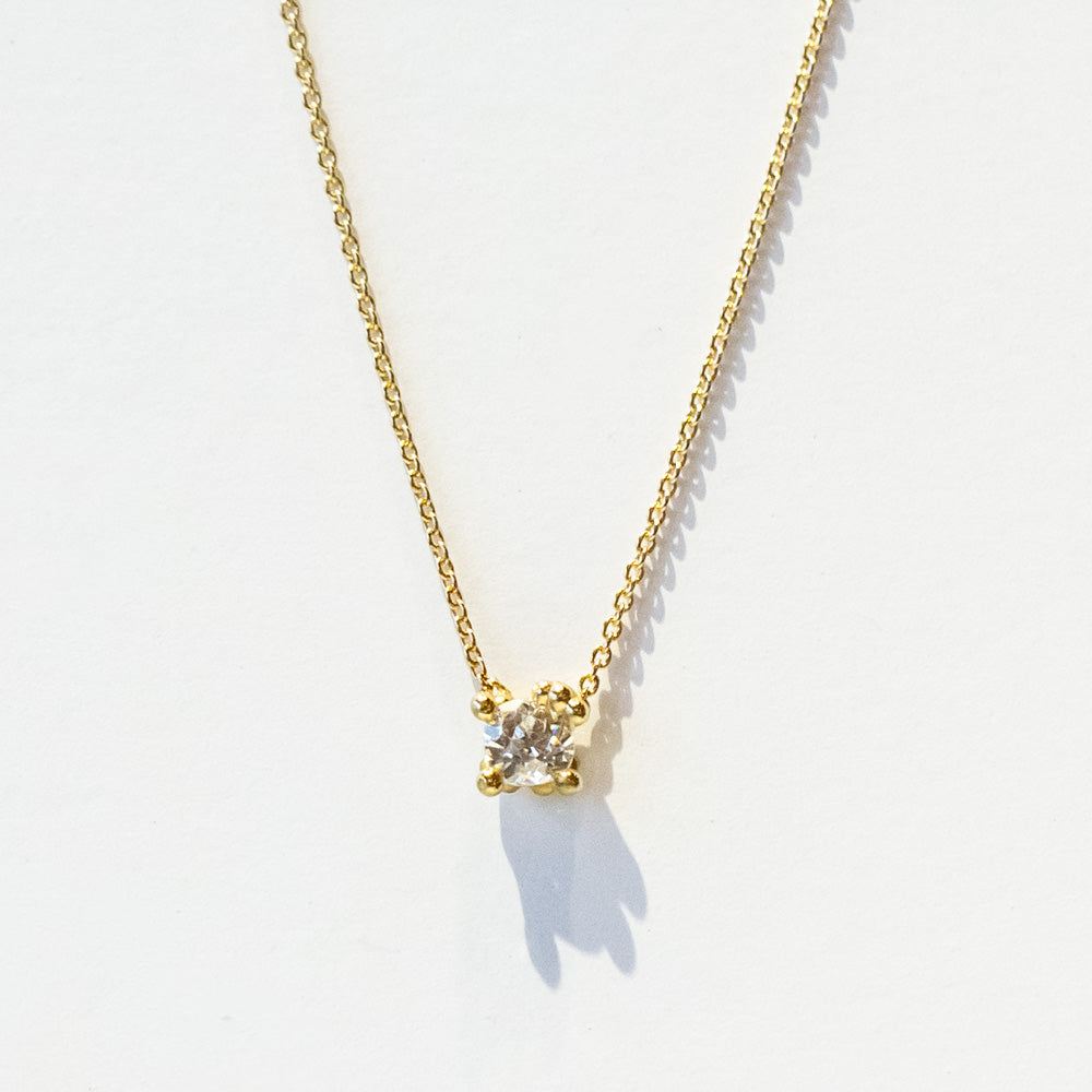 Solitaire Antique White Diamond Pendant Necklace