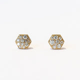Single Stone | Hexagon Cobblestone Diamond Stud Earrings