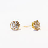 Single Stone | Hexagon Cobblestone Diamond Stud Earrings