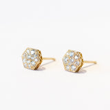 Single Stone | Hexagon Cobblestone Diamond Stud Earrings