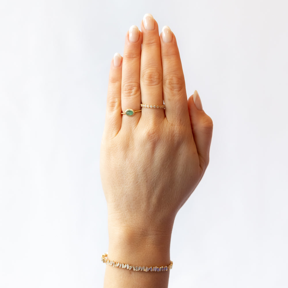 Emerald East West Ring