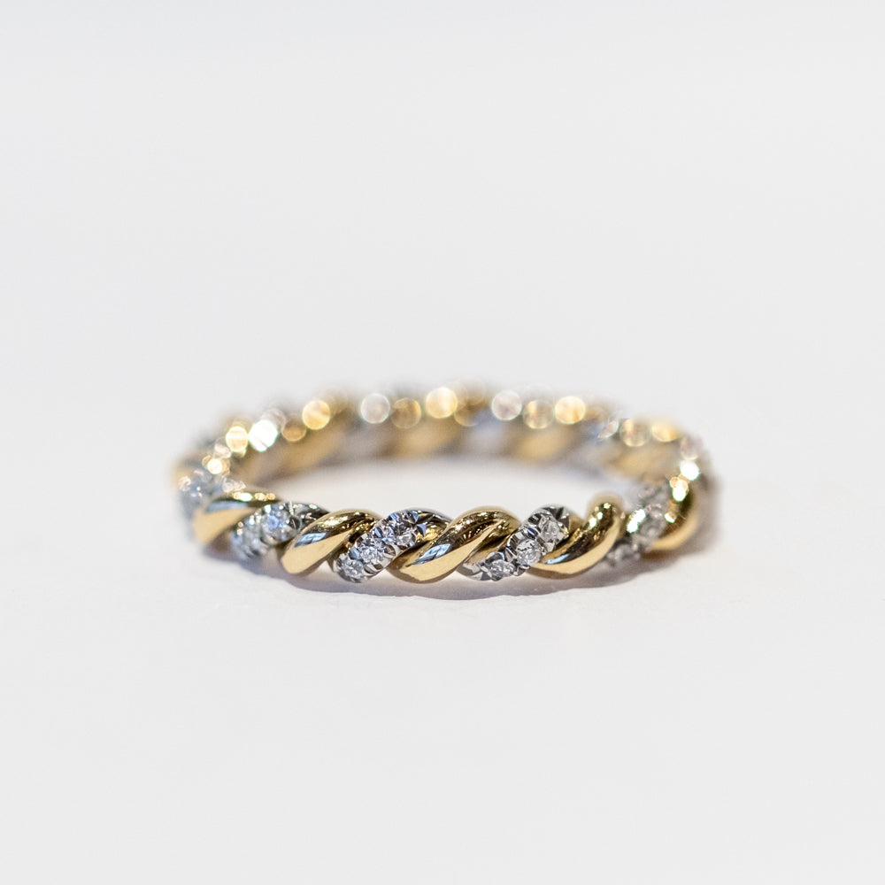 Large Lara Twisted Two Tone Band with Diamonds