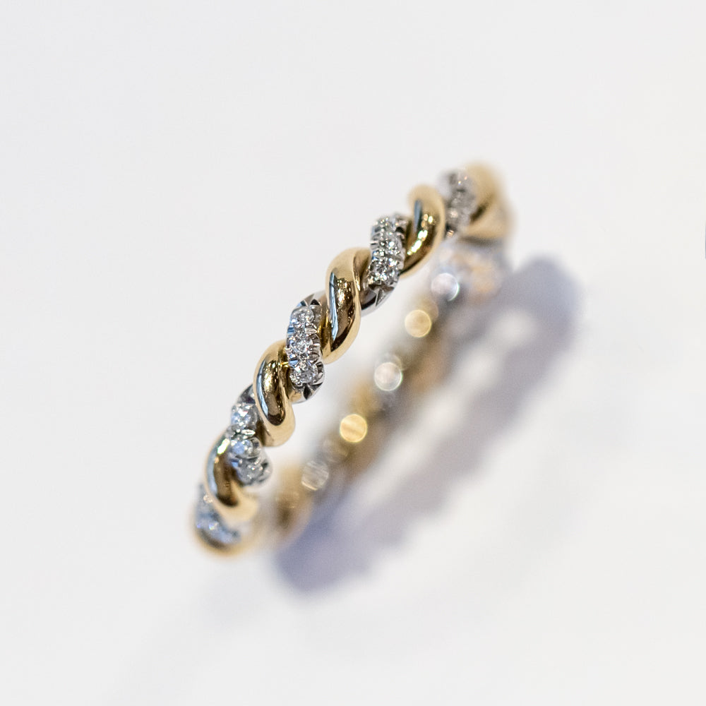 Large Lara Twisted Two Tone Band with Diamonds