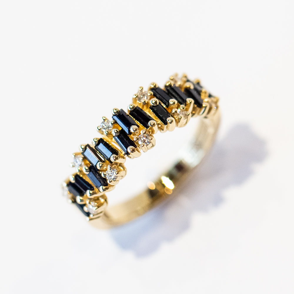 Suzanne Kalan | 18k Shimmer Audrey Black Sapphire Half Eternity Band