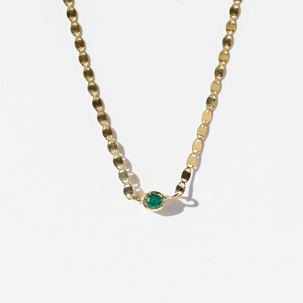 Spark Disc Necklace, Emerald