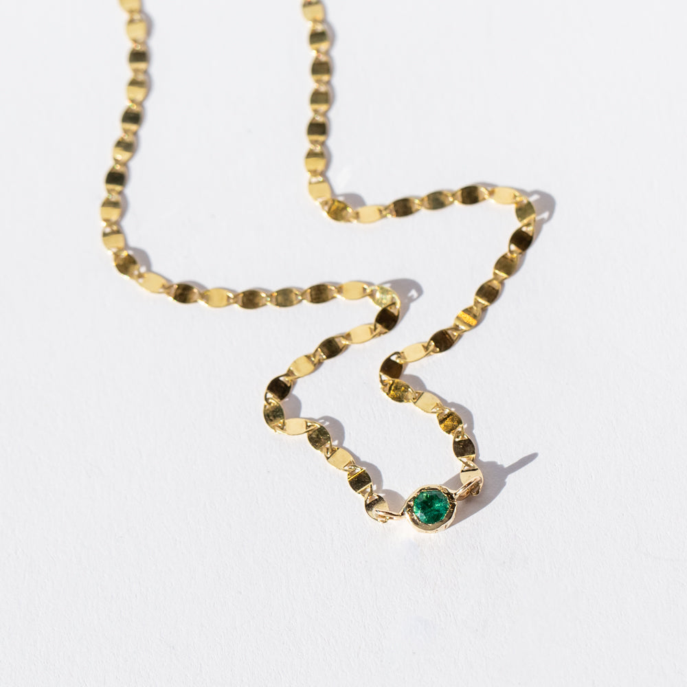 Spark Disc Necklace, Emerald
