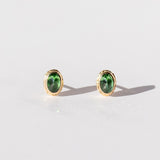 Oval Inverted Tsavorite Garnet Stud Earrings