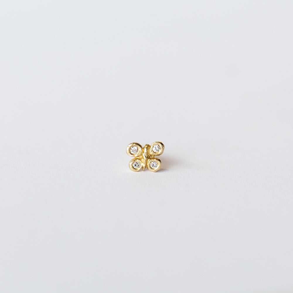 Victoria Cunningham | Butterfly Stud Earring with 4 Tiny Diamonds (Single)