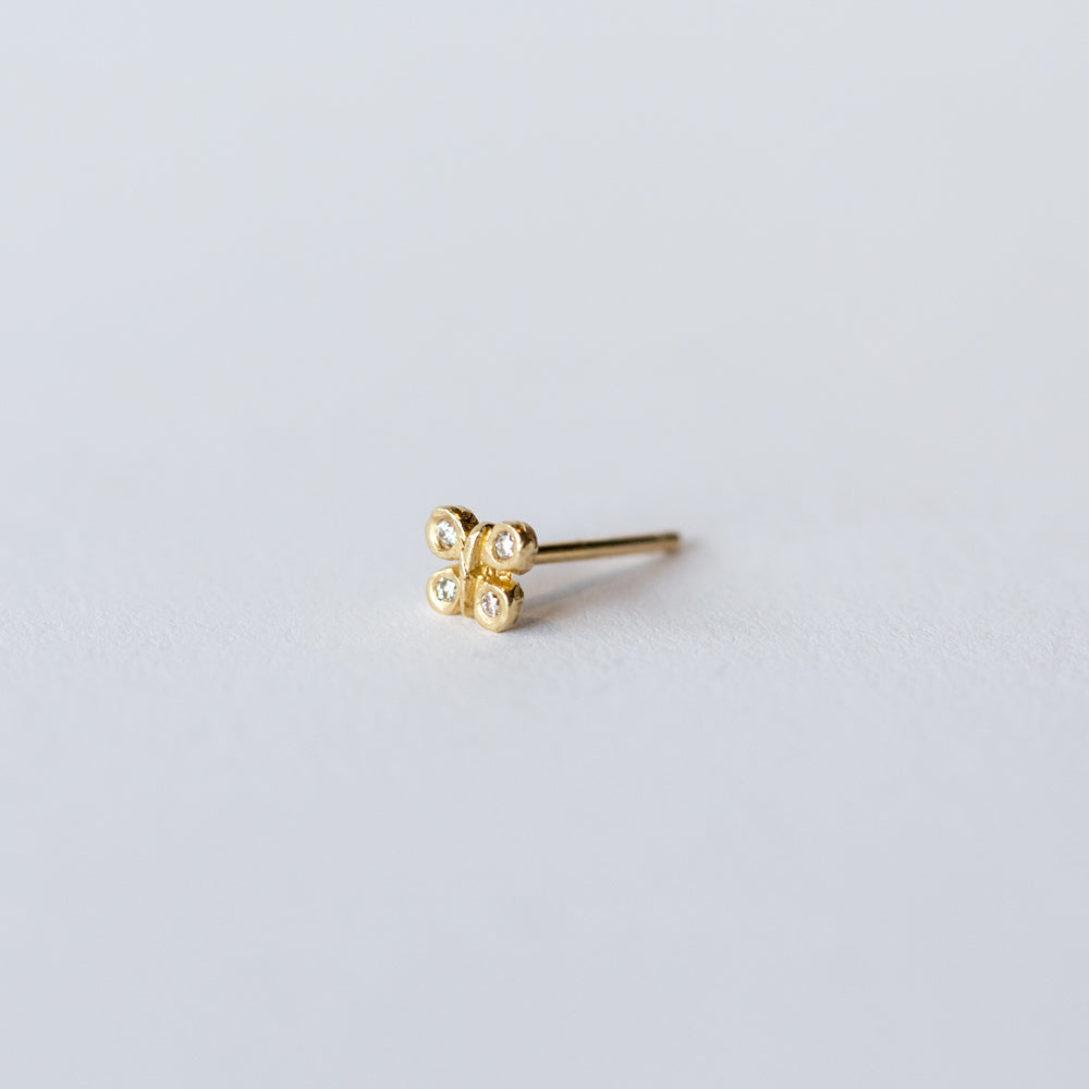 Victoria Cunningham | Butterfly Stud Earring with 4 Tiny Diamonds (Single)