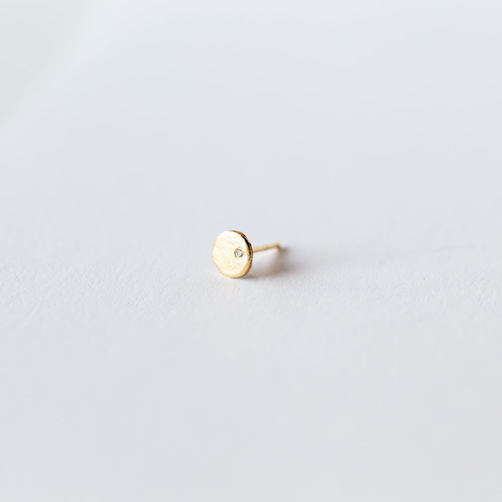 Victoria Cunningham | Disc Stud Earring with Diamond (Single)