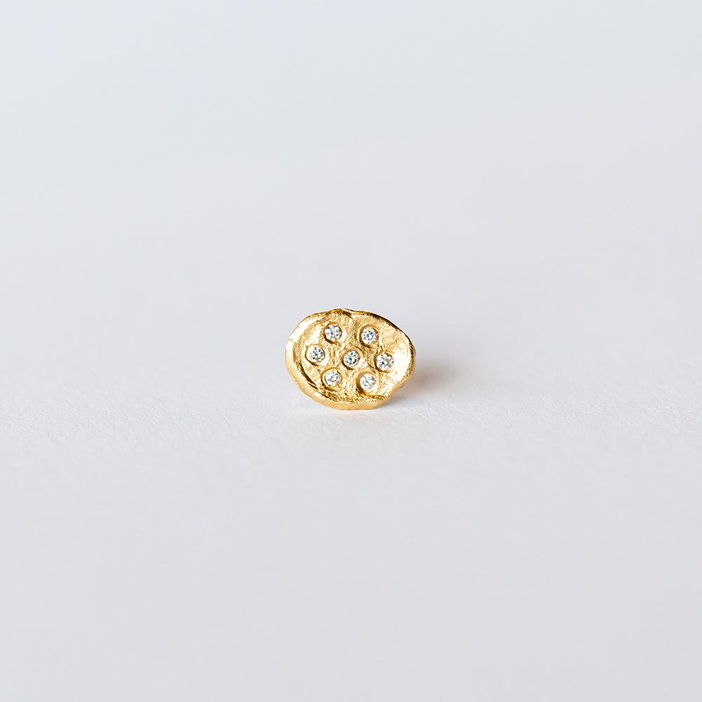 Victoria Cunningham | Medium Flake Stud Earring with Diamonds (Single)