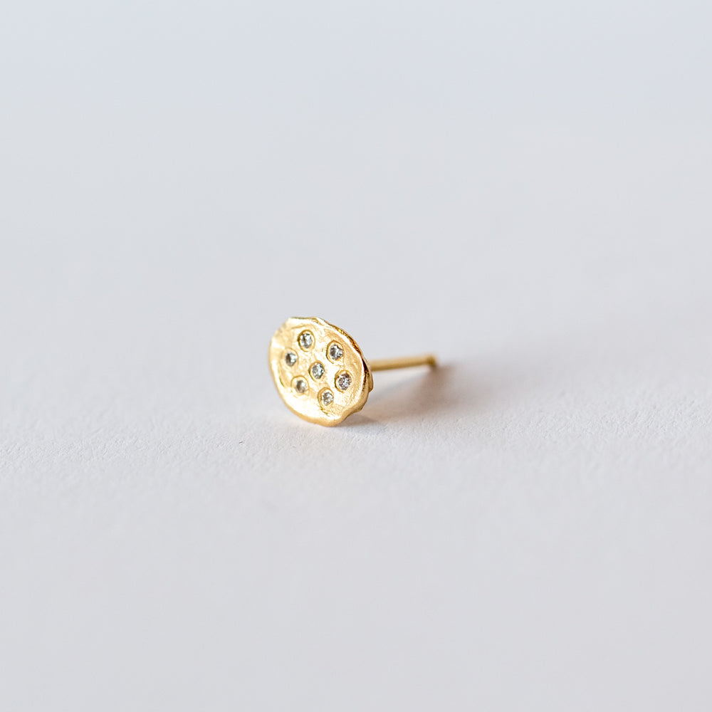 Victoria Cunningham | Medium Flake Stud Earring with Diamonds (Single)