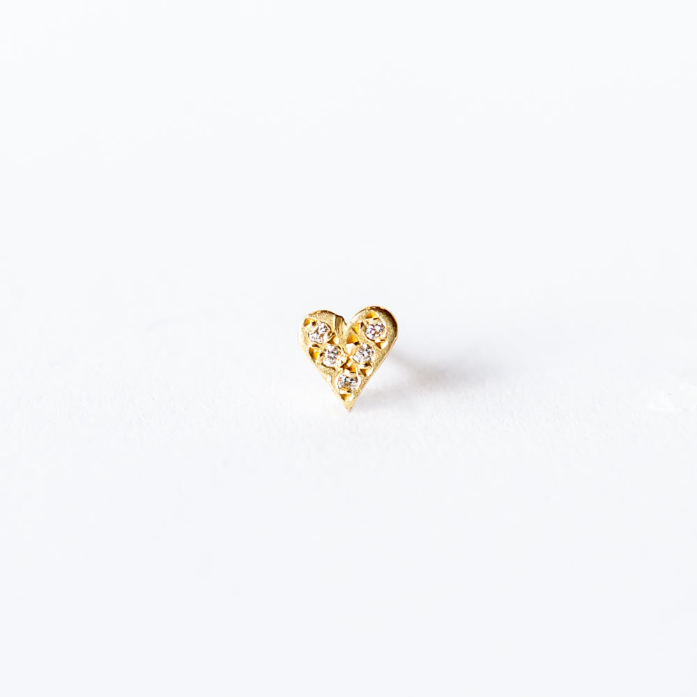 Victoria Cunningham | Pave Diamond Heart Stud Earring (Single)