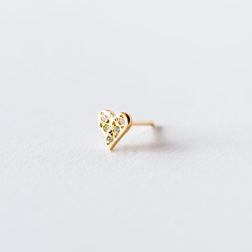 Victoria Cunningham | Pave Diamond Heart Stud Earring (Single)