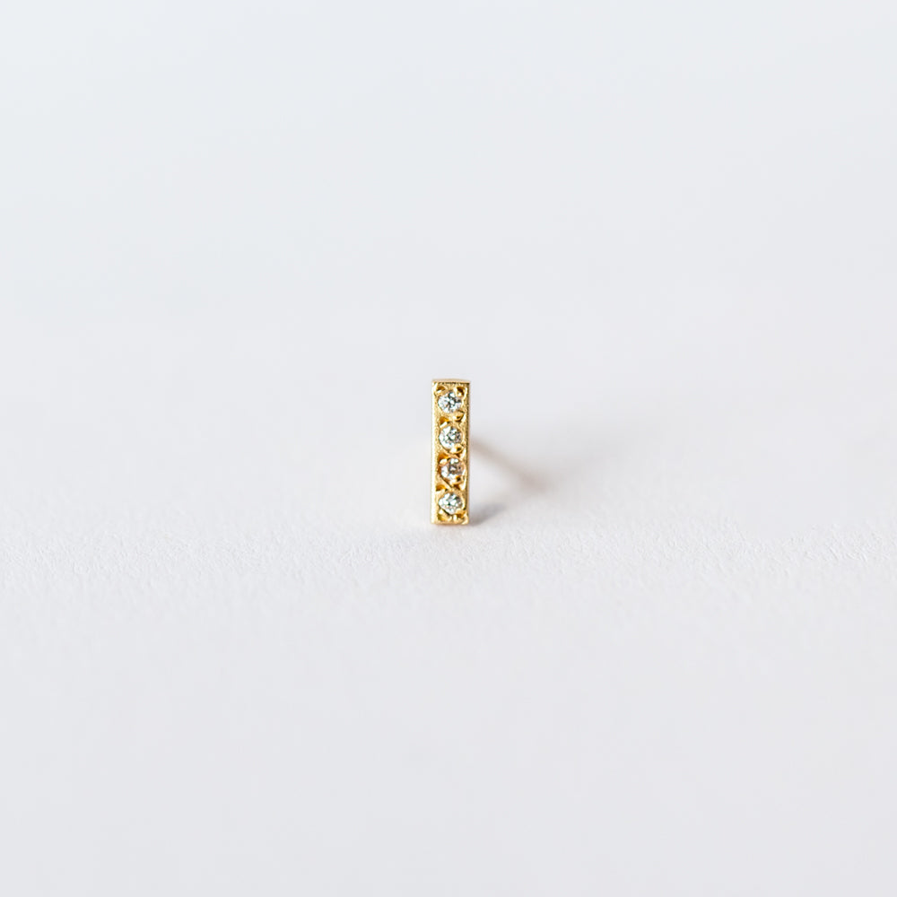 Victoria Cunningham | Small Pave Diamond Bar Stud Earring (Single)