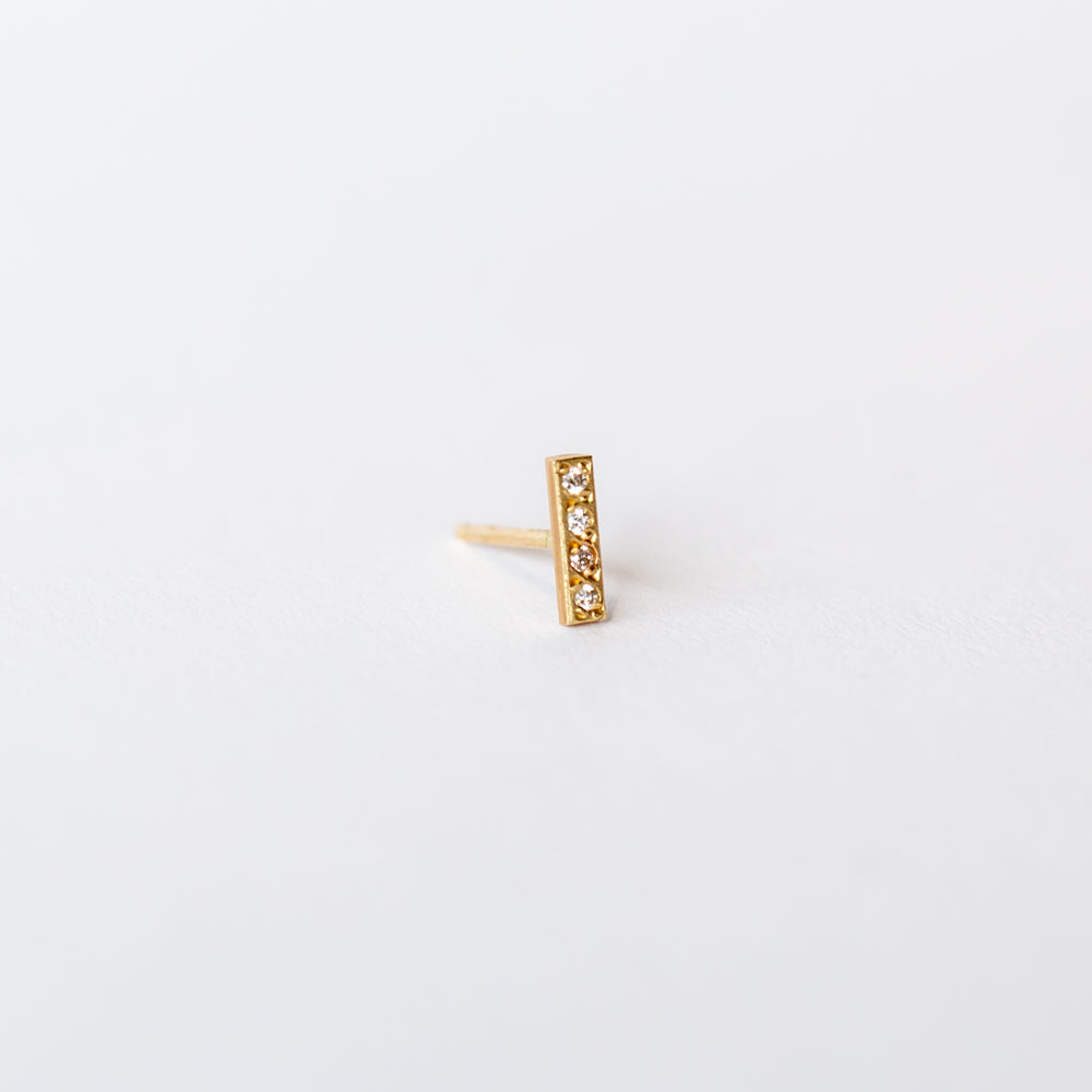 Victoria Cunningham | Small Pave Diamond Bar Stud Earring (Single)